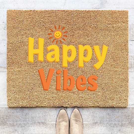 Joyful Sunshine Smile Typography Design Coir Doormats