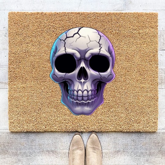 Cracked Midnight Skull Illustration Coir Doormats