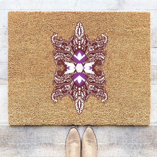 Intricate Floral Butterfly Mandala Coir Doormats
