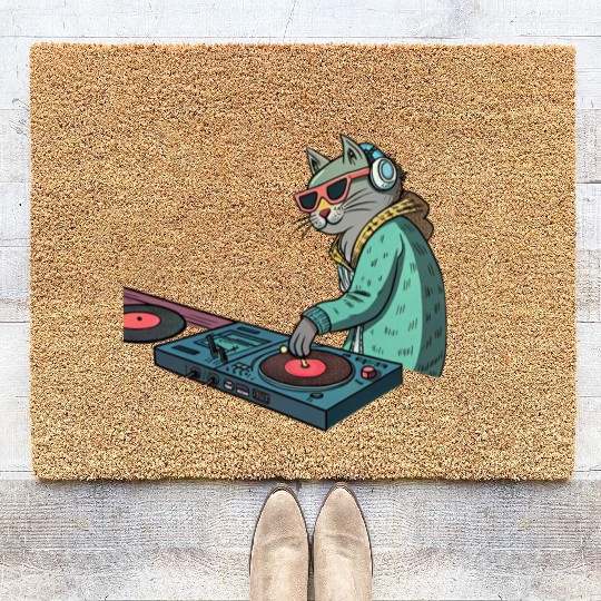 DJ Meow: Beats, Bass & Catitude Coir Doormats