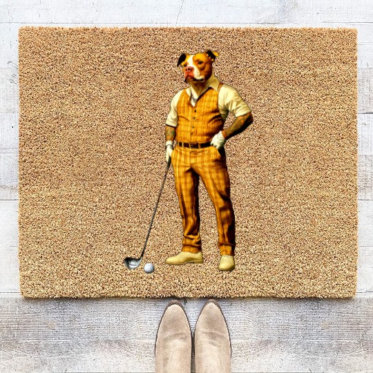 Pitbull golfer Coir Doormats