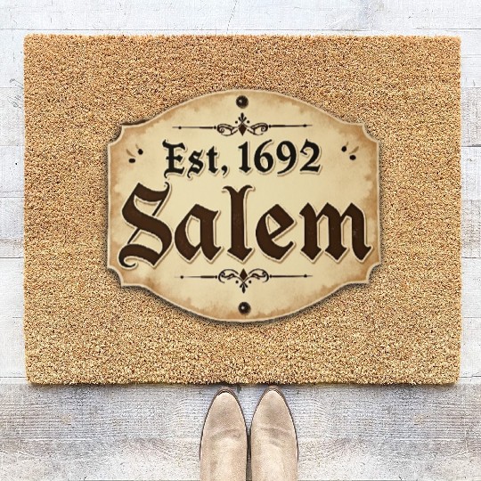 Vintage Salem Establishment Logo Design Coir Doormats