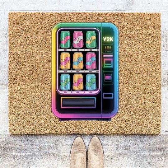 Y2K Cyber Vending Machine with Iridescent Drinks Coir Doormats