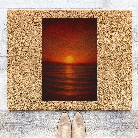 Sunset Over Calm Ocean Coir Doormats