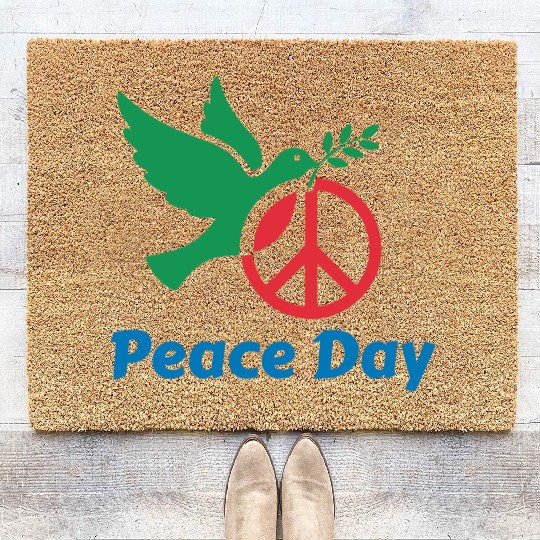 Peace Day Dove with Olive Branch Coir Doormats