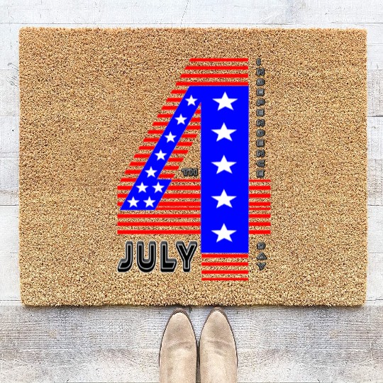 July 4th Stars and Stripes Independence Design Coir Doormats