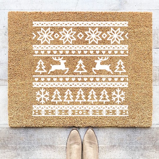 Festive Winter Wonderland Pattern Coir Doormats