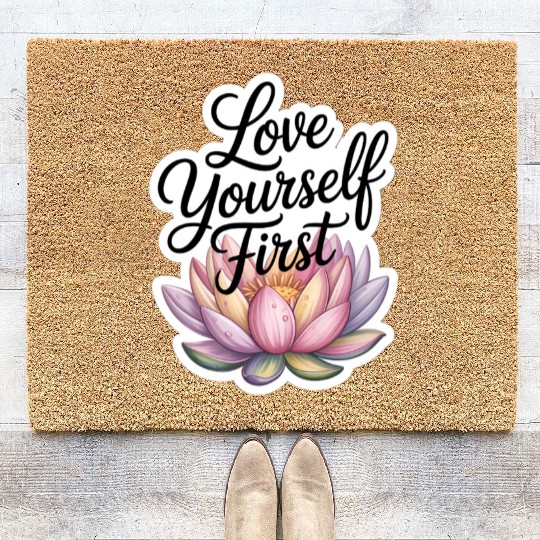 Inspirational Lotus Floral Affirmation Coir Doormats