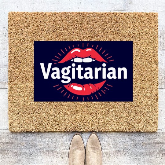 Vagitarian logo red lips funny lesbian present  Coir Doormats