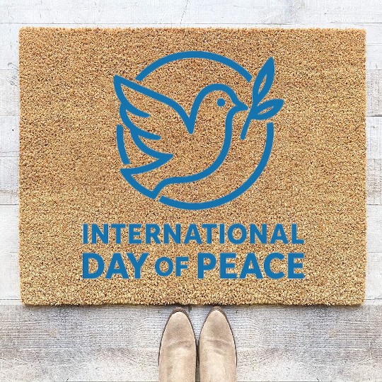 Peace Dove with Olive Branch Illustration Coir Doormats