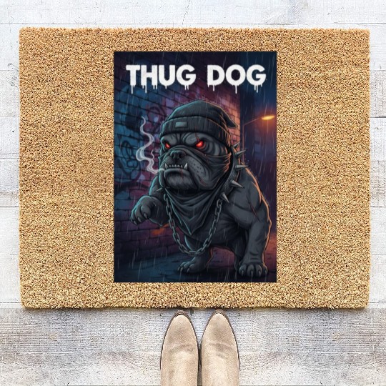 Urban Gothic Thug Dog Design Coir Doormats