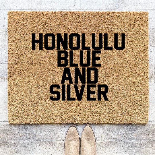 Honolulu Blue & Silver Coir Doormats