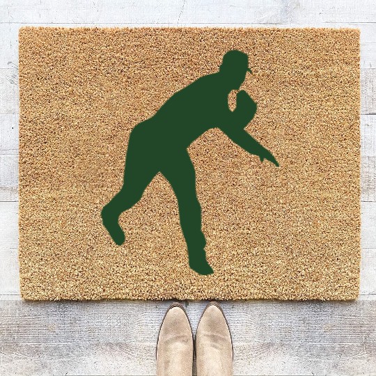 Baseball pitcher throwing a pitch Coir Doormats