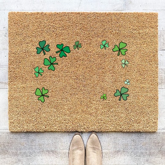 Dark green shamrocks, St Patrick's Coir Doormats