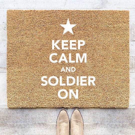 keep calm and soldier on - us star Coir Doormats