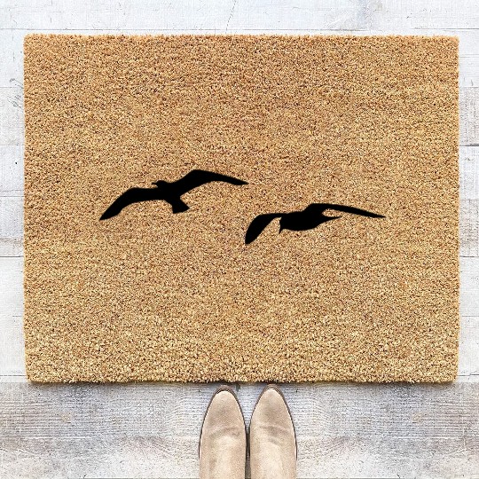 sea gull seagull harbour bird beach sailing ocean Coir Doormats