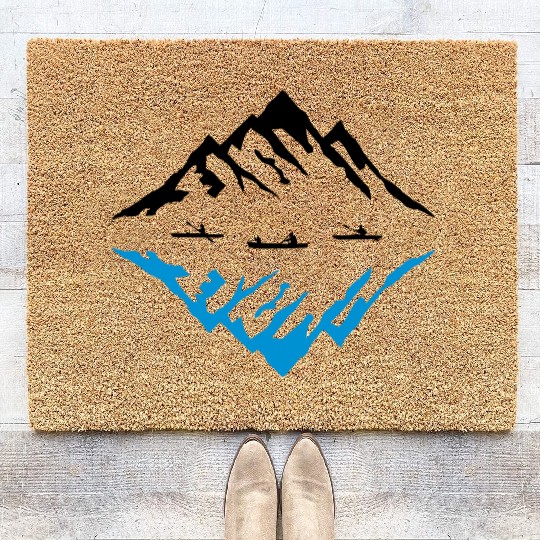 Canoe & Mountains, Reflection Coir Doormats