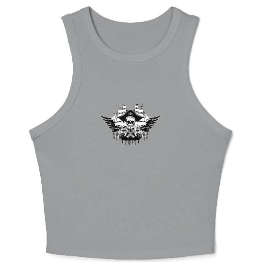 Cool pirate ship with skull Crop Tank Top