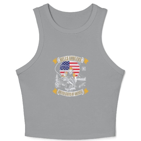 HELLS ANGLERS USA fishermen angler used look Crop Tank Top