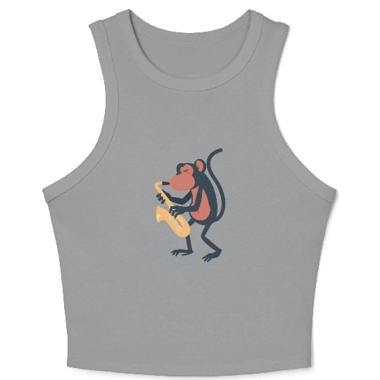 saxophone monkey Crop Tank Top