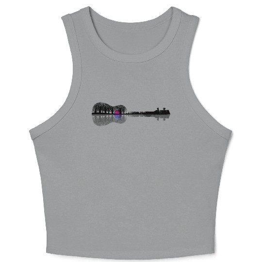 Music instrument tree silhouette ukulele guitar sh Crop Tank Top
