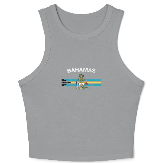 Bahamas Flag Crop Tank Top - Bahamas Emblem & Bahamas Flag