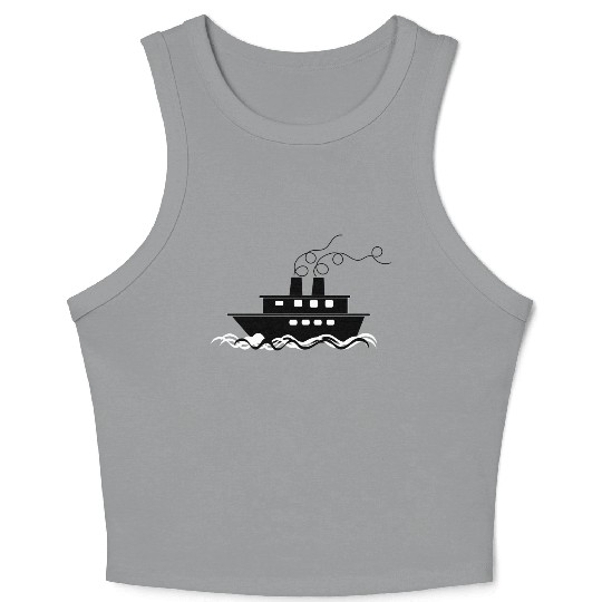 ship boat canoe sailboat submarine yacht anchor136 Crop Tank Top