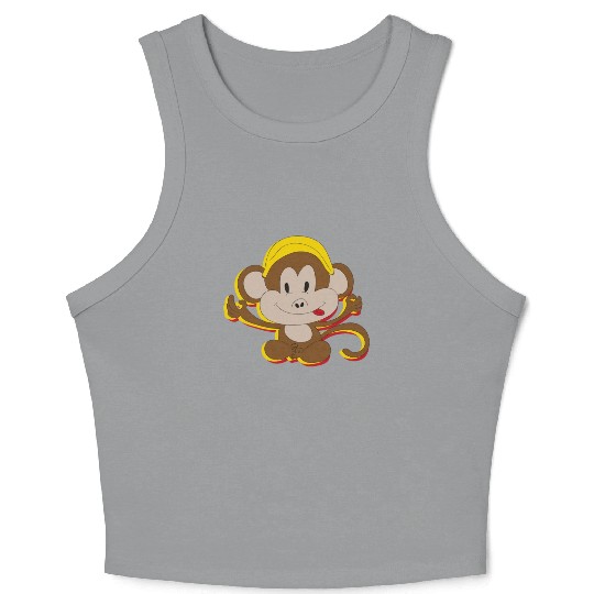 Cute Kids Monkey With Banana Crop Tank Top