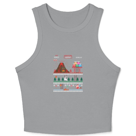 Santa vs Krampus: Merry 8-bit Christmas Crop Tank Top