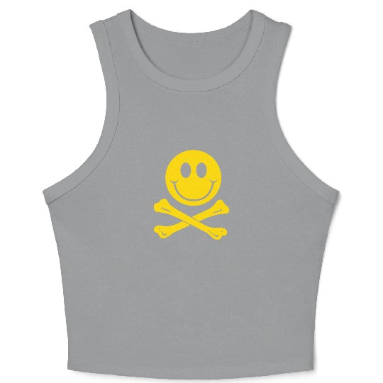 Smiley Pirate Skull and Crossbones Crop Tank Top