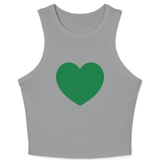 Dark Green Heart Crop Tank Top