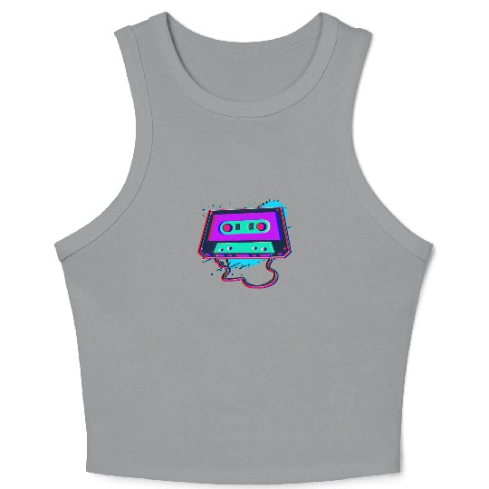 80s Music Cassette Tape : 3D, Neon, 80s songs Crop Tank Top