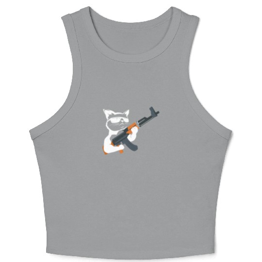 Gunning for Kitties funny Cat Gift Crop Tank Top Crop Tank Top