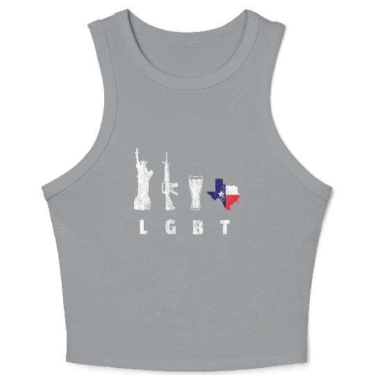 Liberty Guns Beers Texas Support LGBT Crop Tank Top