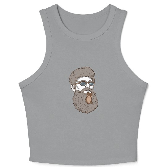 Beard Weasel Funny Beard Design Crop Tank Top