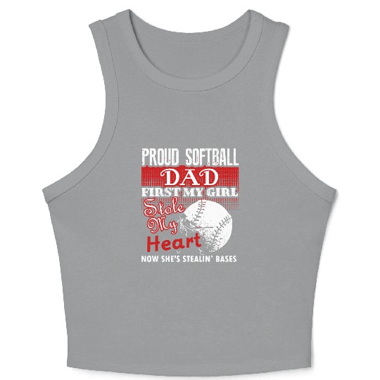 Softball - softball dad s - proud softball dad Crop Tank Top