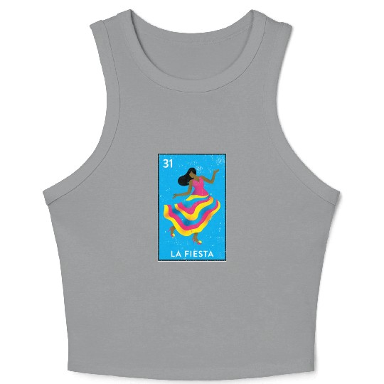 La Fiesta Mexican Loteria Bingo Card Crop Tank Top