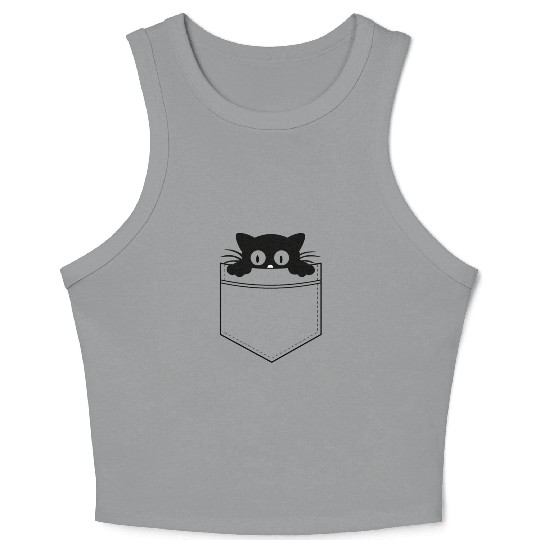Cat in a pocket Crop Tank Top