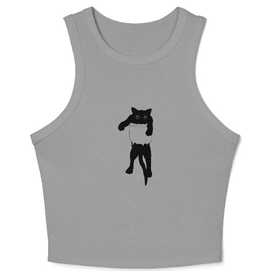 Cat in pocket Crop Tank Top