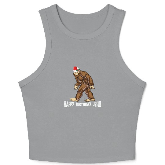 Bigfoot Christmas Crop Tank Top Boys Kids Youth Women Men
