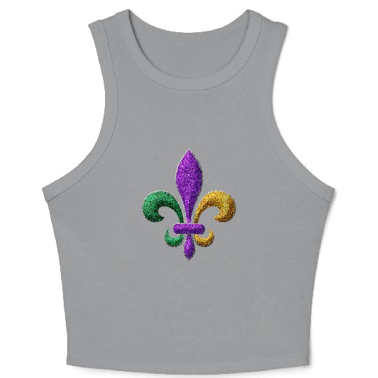 Mardi Gras New Orleans SaintsFleur De Lis Bling Crop Tank Top