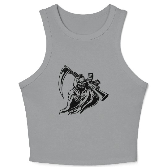 Grim Reaper With Rifle ©WhiteTigerLLC.com Crop Tank Top