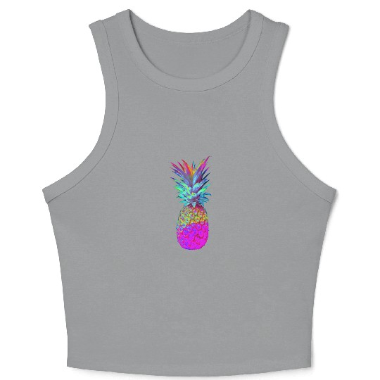 Retrowave Neon Pineapple Vaporwave Hawaiian Gift Crop Tank Top