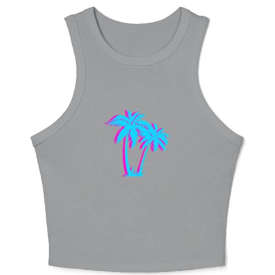 Beach Vaporwave Palm Tree Gift Aesthetic Tropical Crop Tank Top