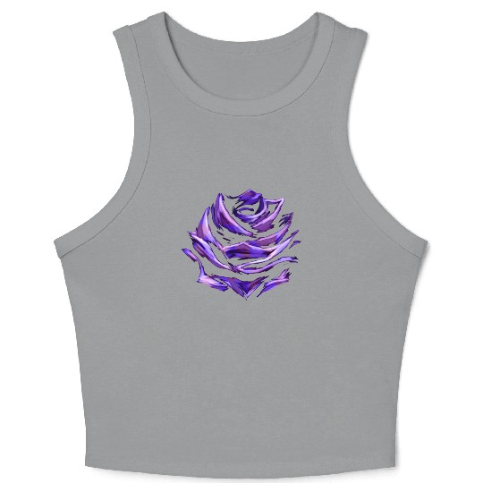 Purple Blue Rose Abstract Art Flower Colorful Crop Tank Top