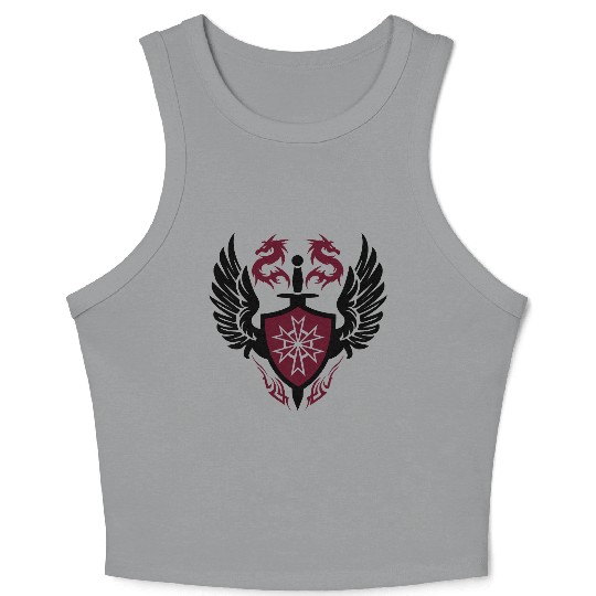 warrior shield and dragon crest Crop Tank Top