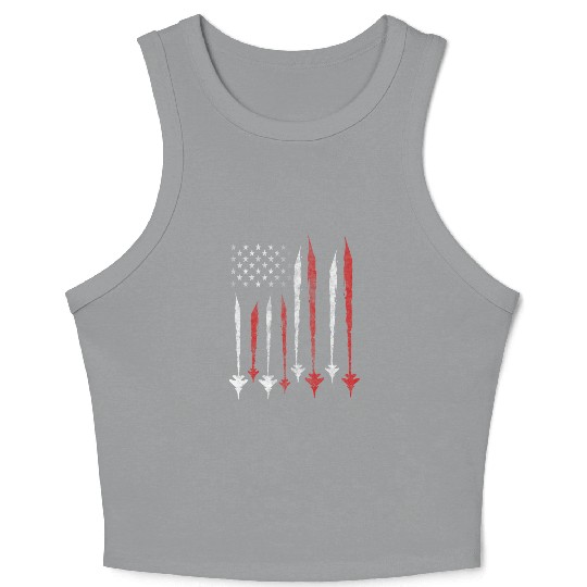 US F35 Fighter Jet Aviation USA Gift Crop Tank Top