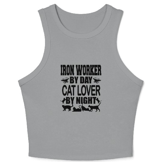 Iron Worker Cats t Funky Jokes Crop Tank Top