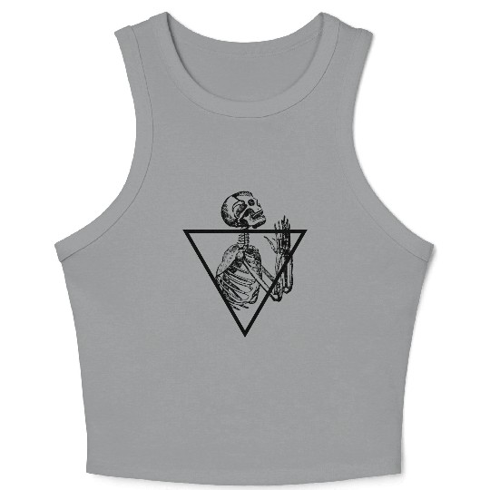 Praying Skeleton, Tattoo Art. Crop Tank Top