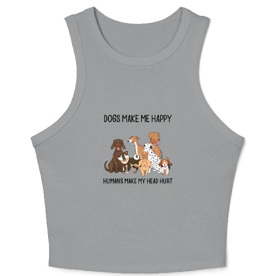 dogs make me happy humans make my head hurt husky Crop Tank Top